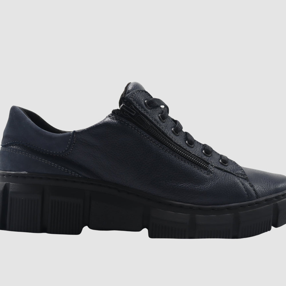 Women's Vanda Leather Sneaker - Navy - Euro Shoe House