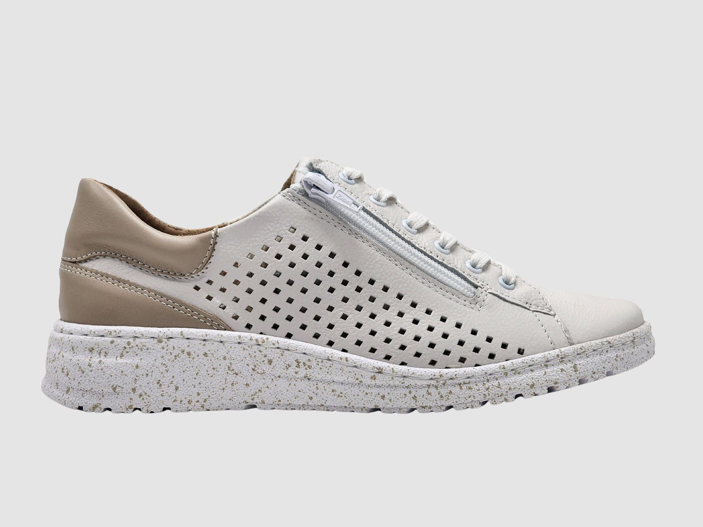 Women's Vela Leather Sneakers - White/Beige - Euro Shoe House