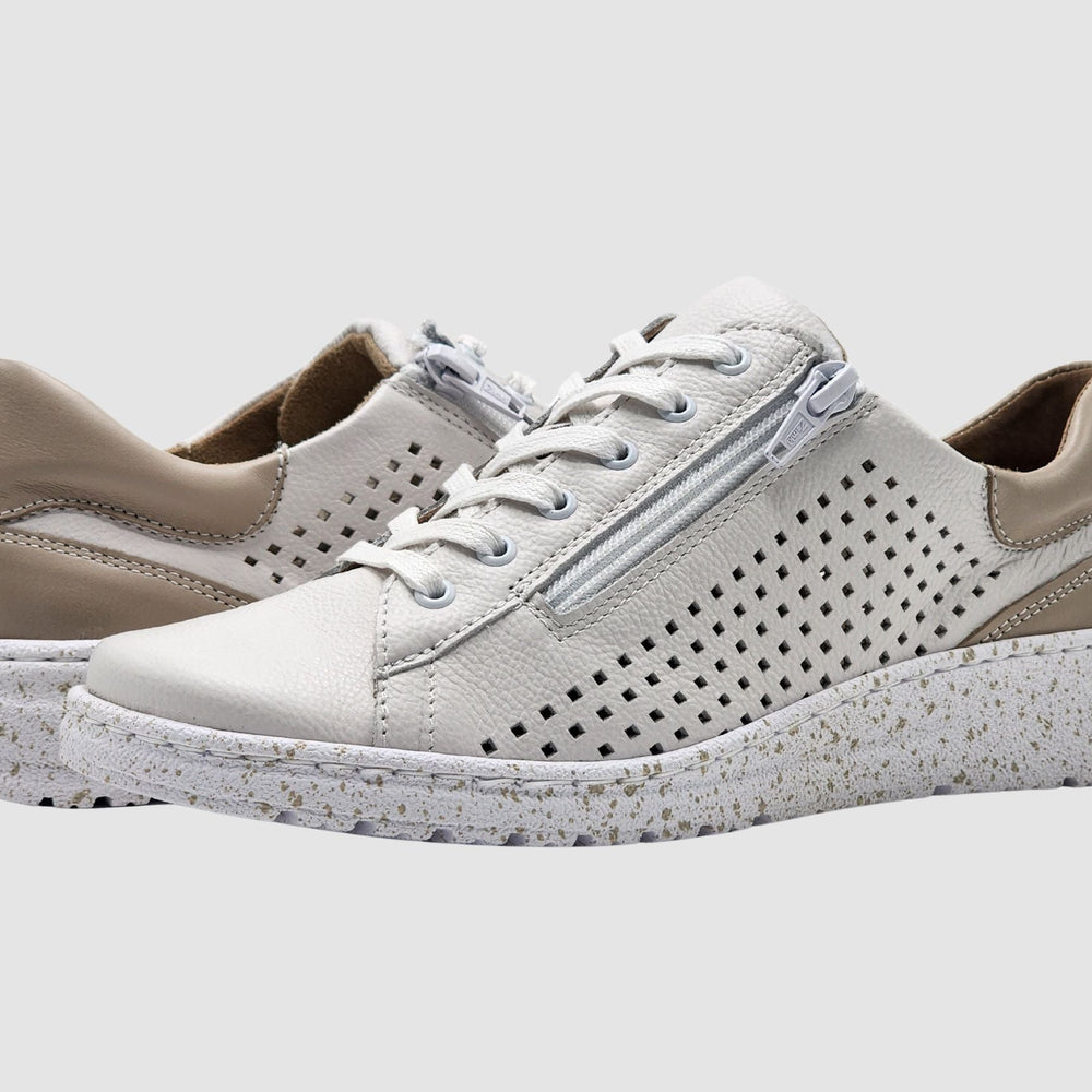 
                  
                    Women's Vela Leather Sneakers - White/Beige - Euro Shoe House
                  
                