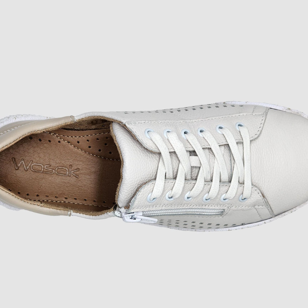 
                  
                    Women's Vela Leather Sneakers - White/Beige - Euro Shoe House
                  
                