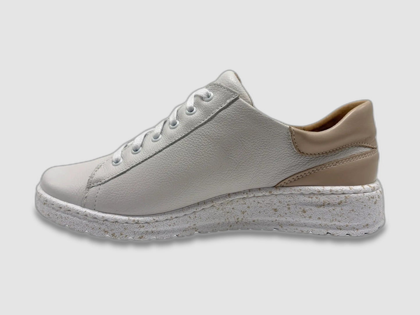 Women's Zaya Leather Sneakers - White/Beige - Euro Shoe House