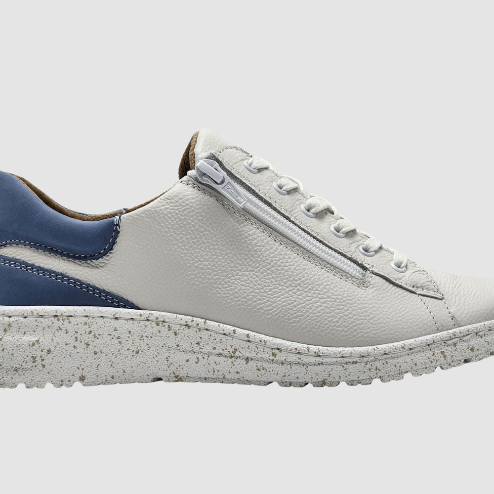Women's Zaya Leather Sneakers - White/Blue - Euro Shoe House