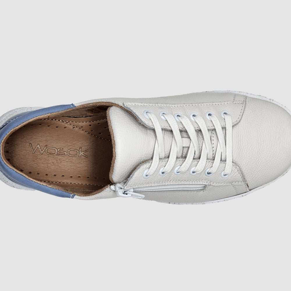 
                  
                    Women's Zaya Leather Sneakers - White/Blue - Euro Shoe House
                  
                