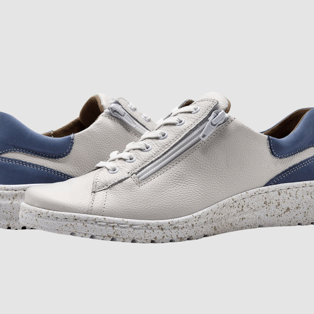 
                  
                    Women's Zaya Leather Sneakers - White/Blue - Euro Shoe House
                  
                