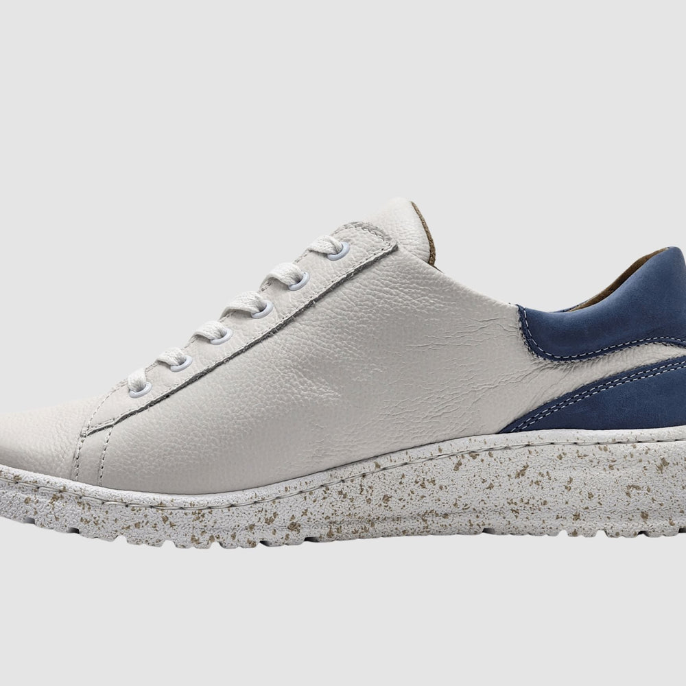 Women's Zaya Leather Sneakers - White/Blue - Euro Shoe House