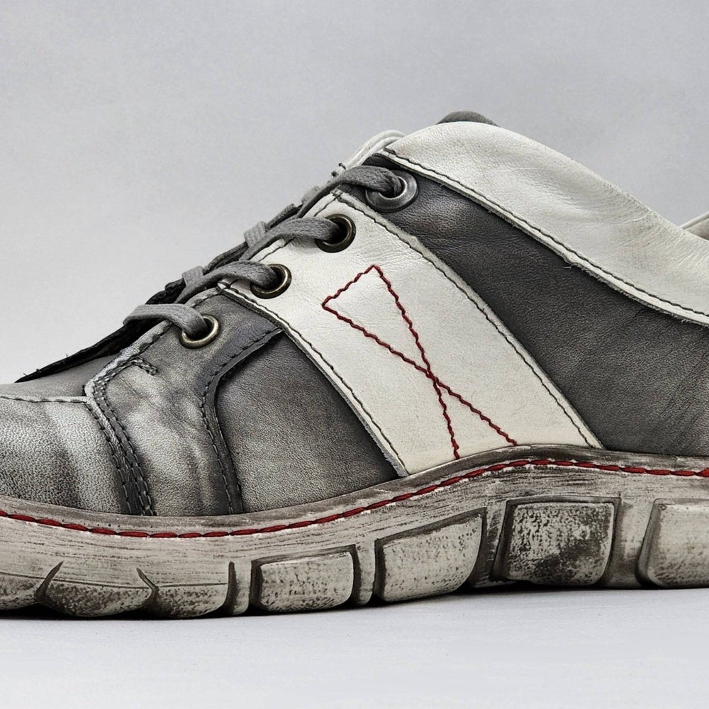 Women's Original Grey and White Leather Shoes - Euro Shoe House