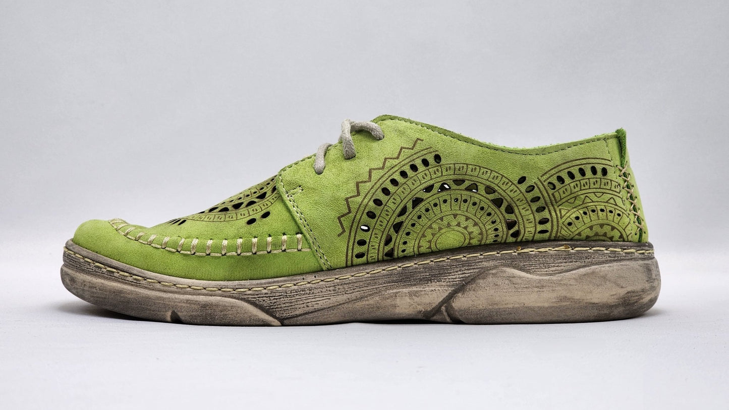 Women's Timeless Low-Top Leather Shoes - Green Euro Shoe House Women's Timeless Low-Top Leather Shoes - Green Euro Shoe House